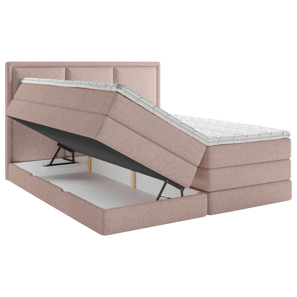 Thumbnail - Mid.you Boxspringbett, Rosa, Textil, H3 + H4, 7-Zonen, Höhe ca. 18 cm, 180x220 cm, Bettkasten, gepolstertes Kopfteil, To...