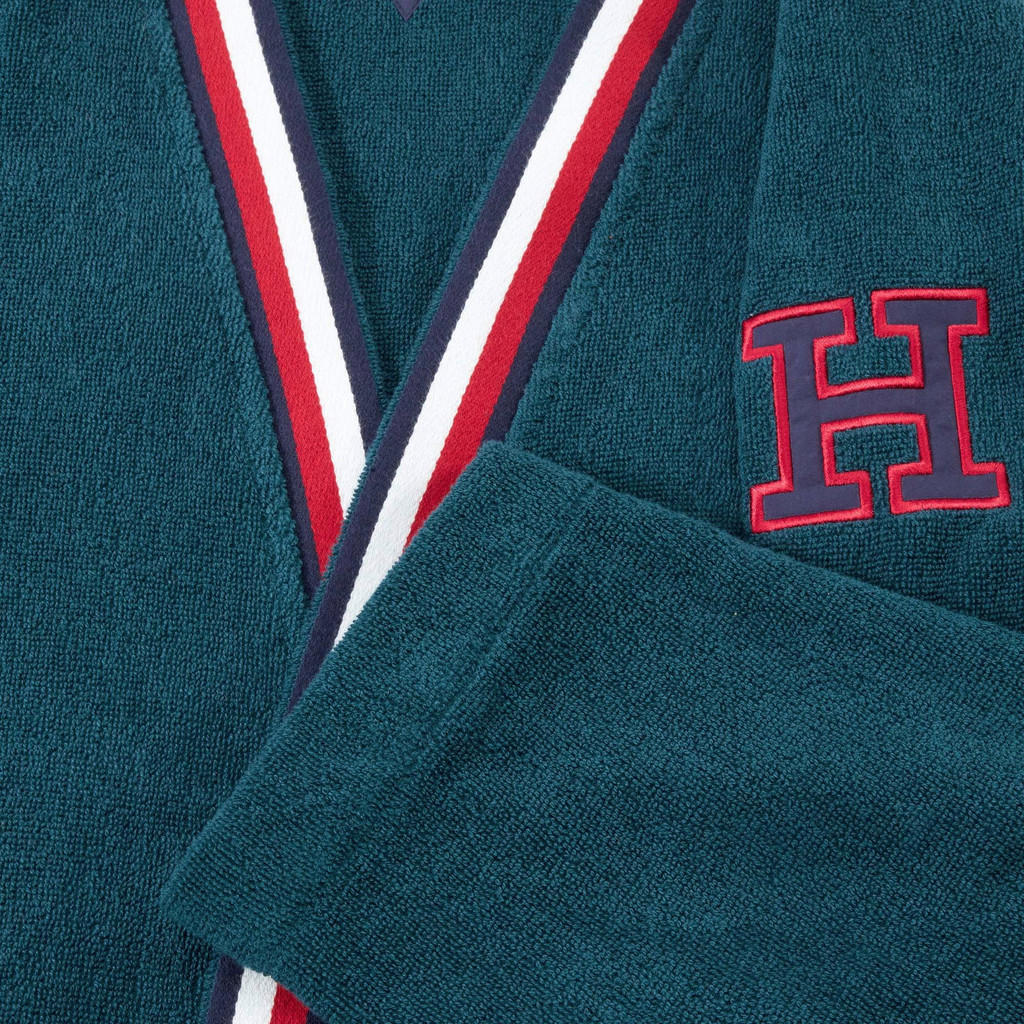 Thumbnail - Tommy Hilfiger Bademantel Classics, Grün, Textil, Uni, Gr. S, Oeko-Tex® Standard 100, Taschen, Badtextilien, Bademäntel