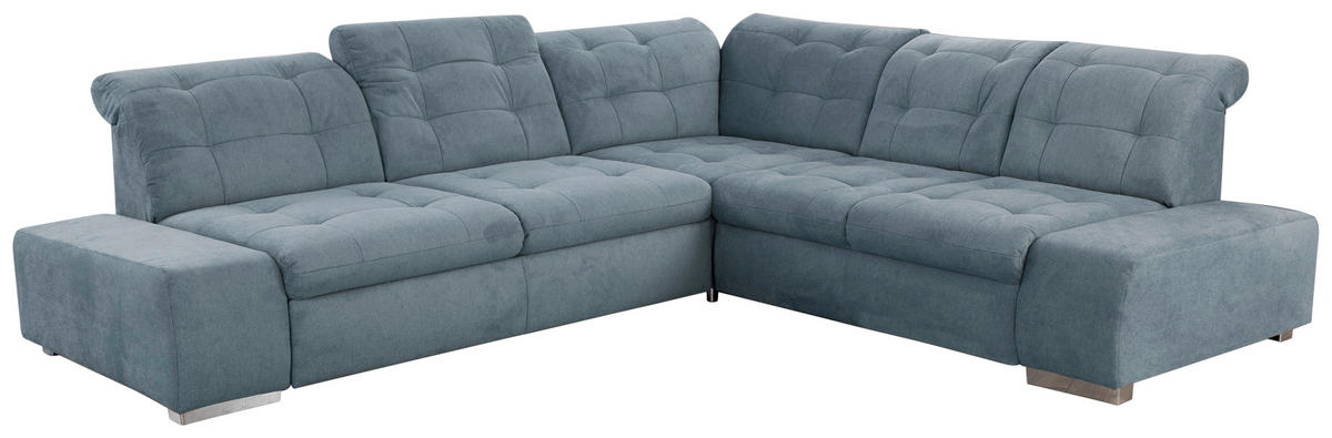 ECKSOFA inkl. Funktion in Flachgewebe Graublau  - Chromfarben/Graublau, Modern, Kunststoff/Textil (283/254cm) - Sit & More