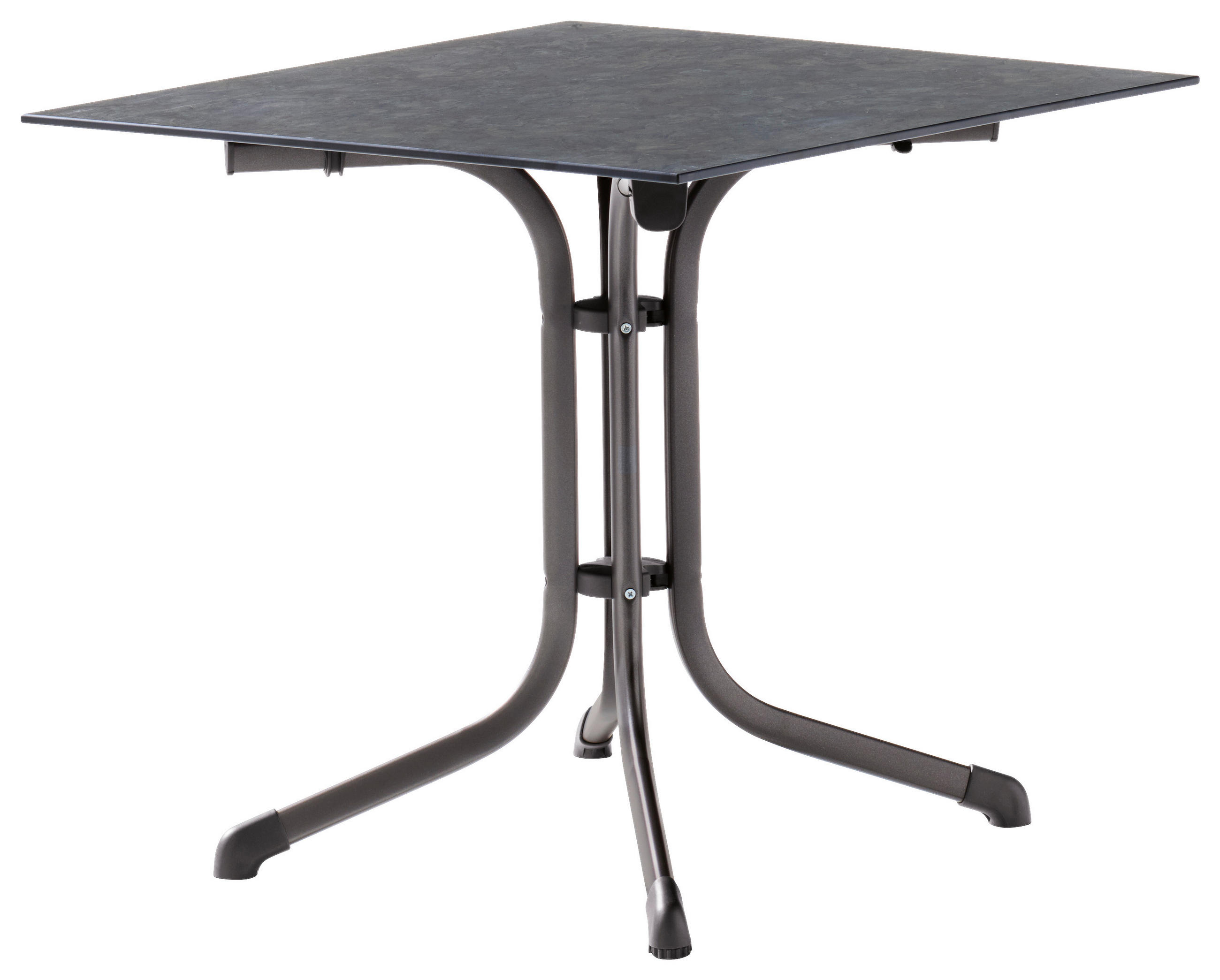 GARTENKLAPPTISCH 80/80/73 cm Metall, Kunststoff quadratisch  - Schieferfarben/Silberfarben, Basics, Kunststoff/Metall (80/80/73cm) - Sieger