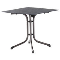 GARTENKLAPPTISCH 80/80/73 cm Metall, Kunststoff quadratisch  - Schieferfarben/Silberfarben, Basics, Kunststoff/Metall (80/80/73cm) - Sieger