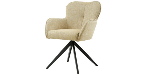 ARMLEHNSTUHL in Eisen Webstoff - Gelb/Schwarz, Design, Textil/Metall (62/88/65cm) - Novel
