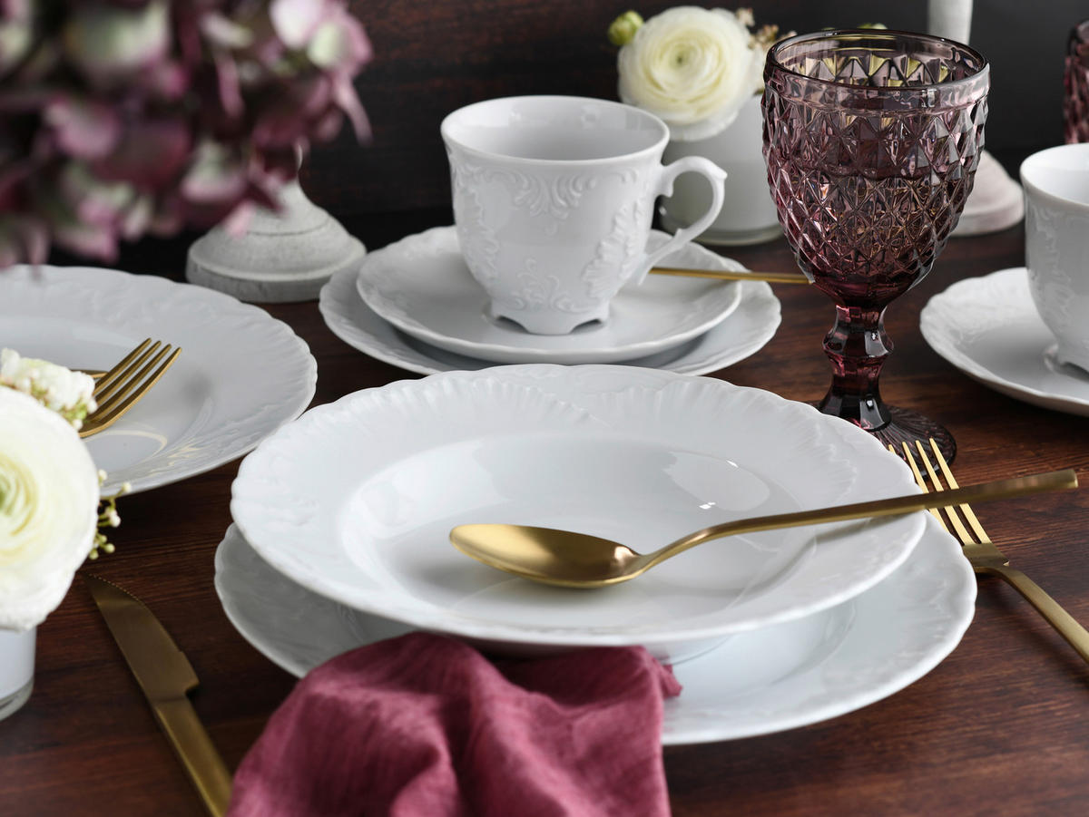 KOMBISERVICE Rokoko weiss 30-teilig  - Weiß, Basics, Keramik - Creatable