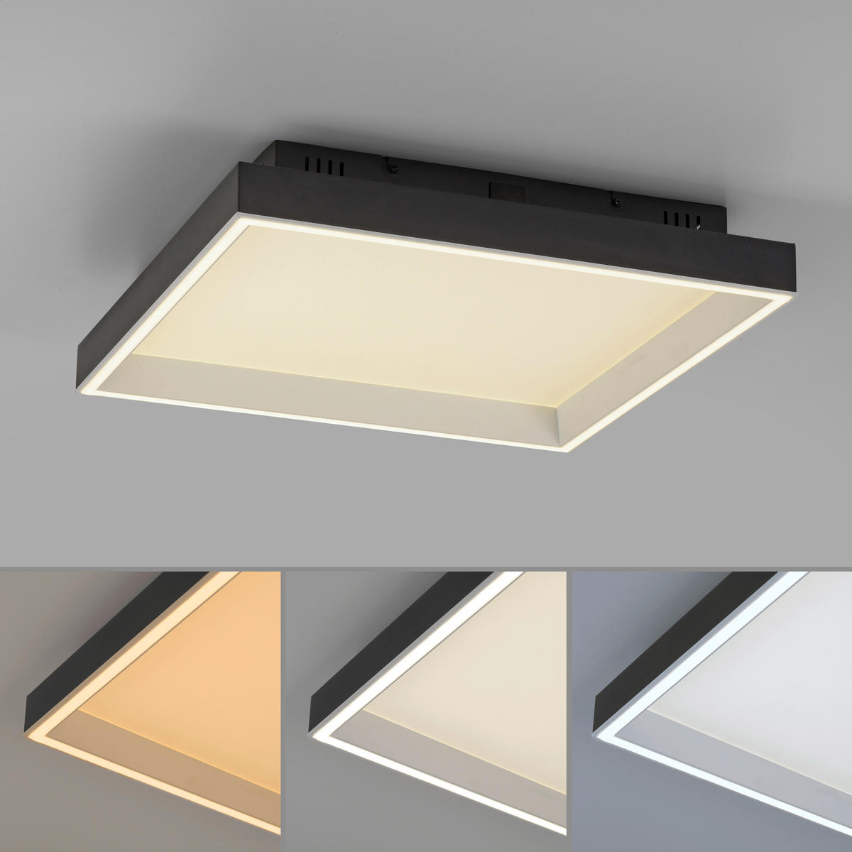 LED-DECKENLEUCHTE 50/50/8.4 cm    - Schwarz, Basics, Kunststoff/Metall (50/50/8.4cm)