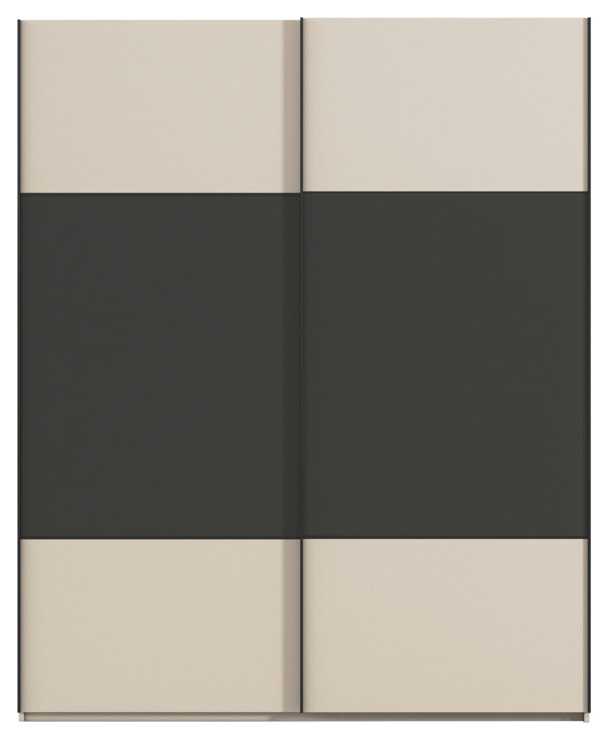 SCHWEBETÜRENSCHRANK 162/223/68 cm 2-türig Champagner, Graphitfarben  - Champagner/Schwarz, KONVENTIONELL, Holzwerkstoff/Metall (162/223/68cm) - Novel