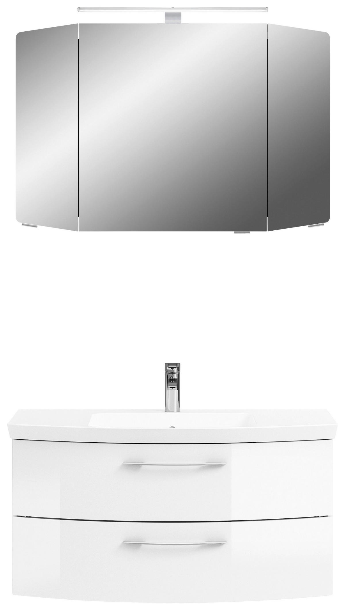 BADEZIMMER 3-teilig  in 101 cm  - Chromfarben/Weiß Hochglanz, KONVENTIONELL, Glas/Holzwerkstoff (101cm) - Pelipal