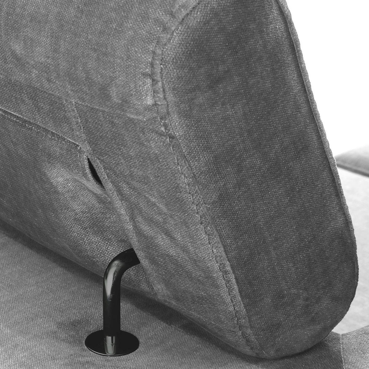 ECKSOFA Greige Flachgewebe Rücken echt, Kopfteilverstellung, Sitzvorzug  - Greige/Schwarz, MODERN, Textil/Metall (210/258cm) - Landscape