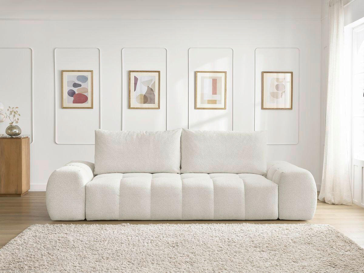 3-SITZER-SOFA EVEREST Flachgewebe Weiß  - Schwarz/Weiß, MODERN, Kunststoff/Textil (278/90/115cm)