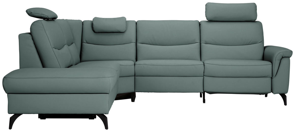 ECKSOFA  in Echtleder Blaugrau  249/280 cm  - Anthrazit/Blaugrau, Design, Leder/Metall (249/280cm) - Himolla Komfortklass