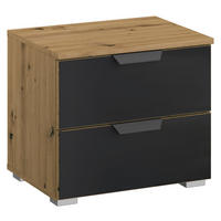 NACHTSCHRANK 47/43/42 cm, Anthrazit, Eiche Artisan,  - Anthrazit/Alufarben, MODERN, Glas/Holzwerkstoff (47/43/42cm) - Rauch Möbel