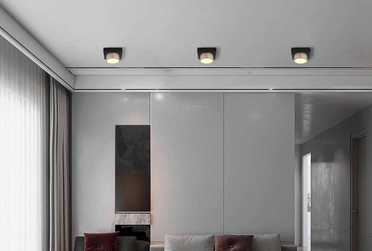 DECKENLEUCHTE 20/20/13 cm  - Champagner/Opal, Trend, Kunststoff/Metall (20/20/13cm) - Collet's Monde