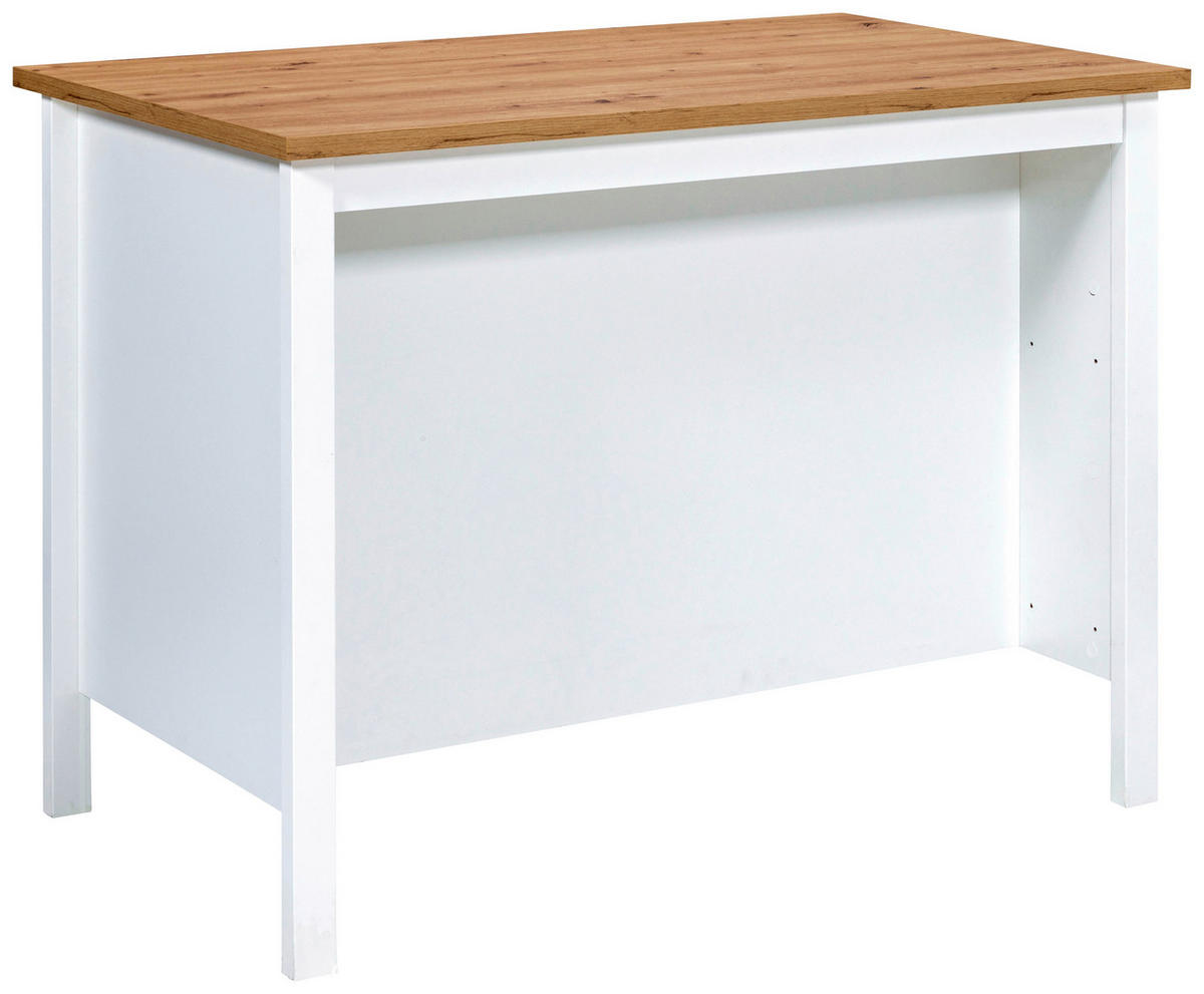 KÜCHENINSEL   in Weiß, Eiche Artisan  - Silberfarben/Weiß, MODERN, Holzwerkstoff/Metall (124/91/75cm) - home24