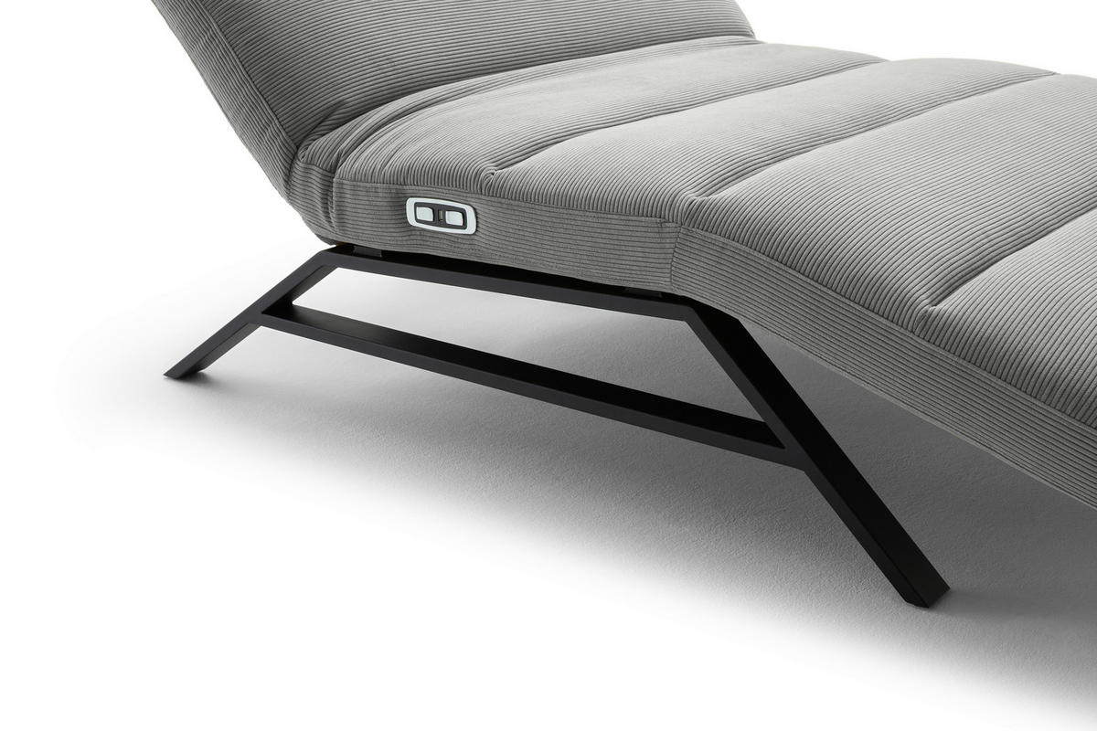 RELAXLIEGE in Feincord Grau  - Schwarz/Grau, Design, Textil/Metall (120/54-113/158-198cm) - Pure Home Lifestyle
