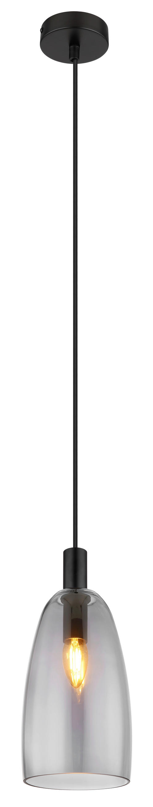 HÄNGELEUCHTE 14/120 cm    - Schwarz, Design, Glas/Metall (14/120cm) - Globo
