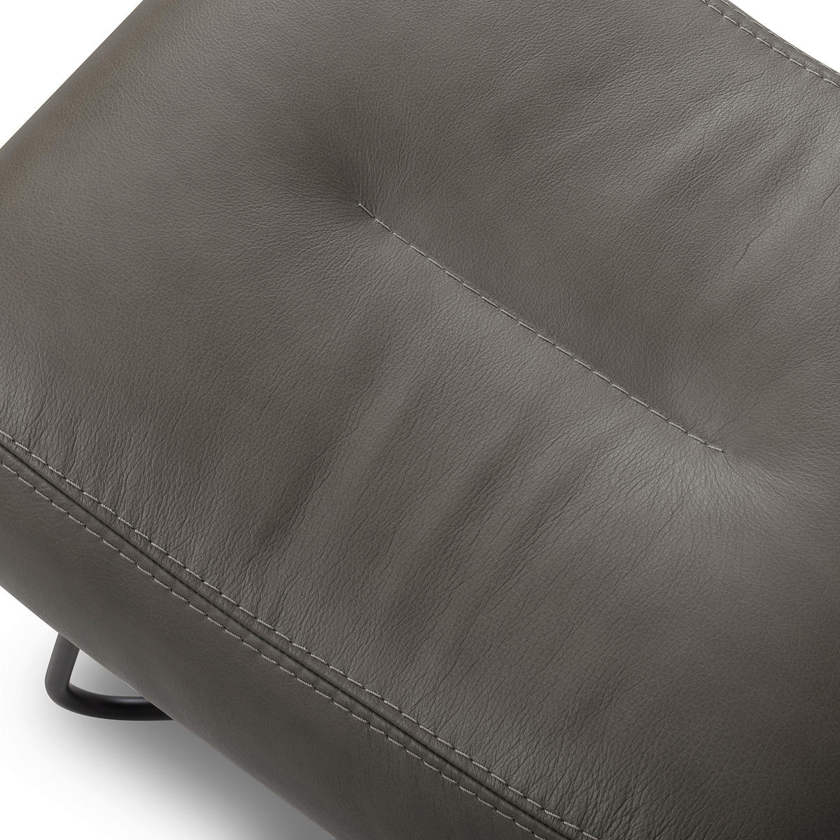 SESSELSET Echtleder Anthrazit  - Anthrazit/Kirschrot, Design, Leder/Metall (67/87/74cm) - Livetastic