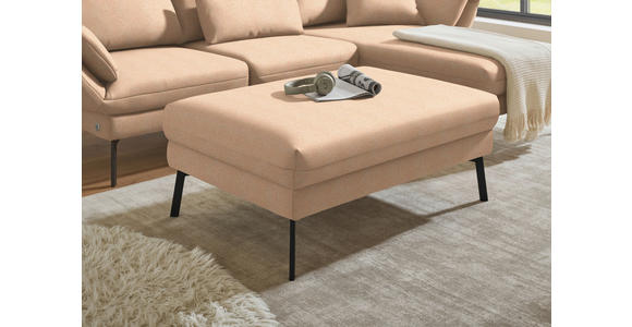 ECKSOFA  in Flachgewebe Lachsfarben Armteilverstellung, Relaxfunktion, Drehsitzfunktion  255-365/175-224 cm  - Schwarz/Lachsfarben, Design, Textil/Metall (255-365/175-224cm) - Dieter Knoll