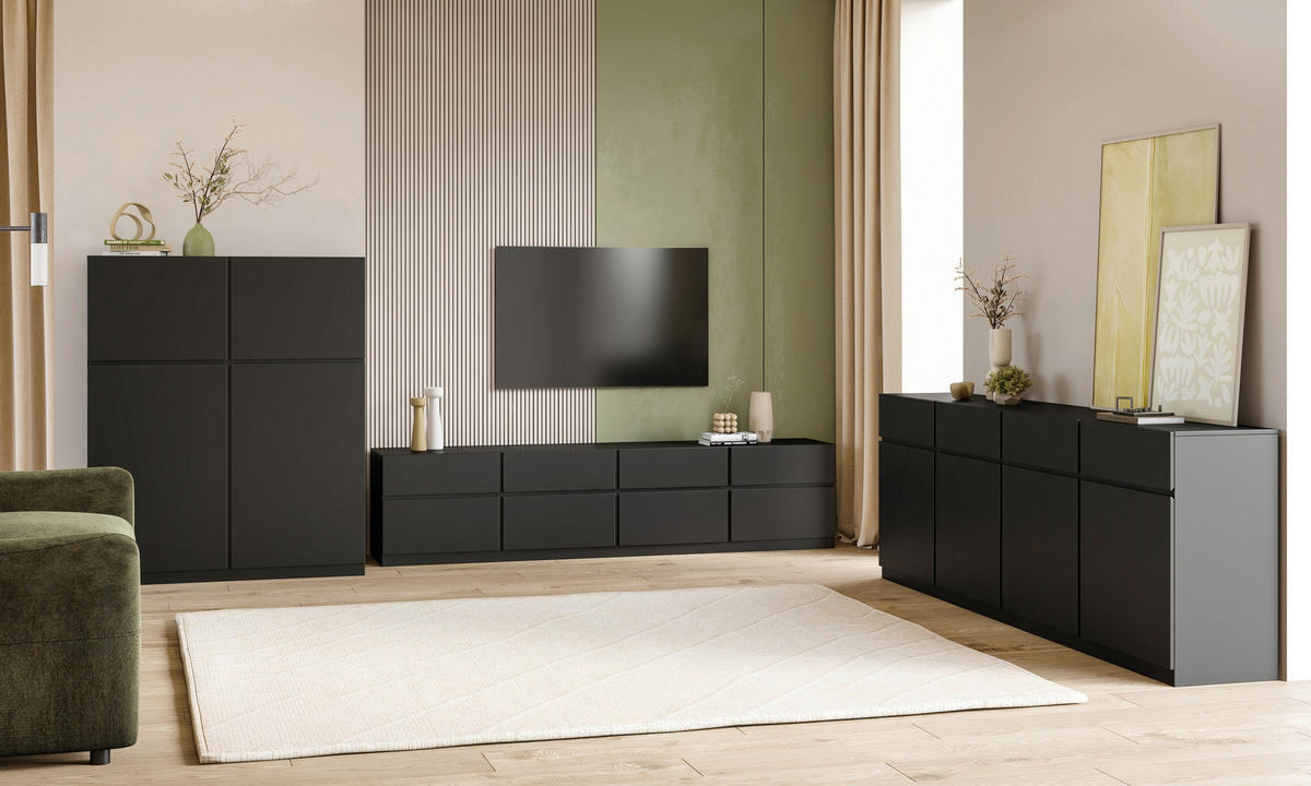 SIDEBOARD Bern 179,9/82,4/40 cm 3 Schublade(n)  - Schwarz, Design, Holzwerkstoff (179,9/82,4/40cm) - MID.YOU
