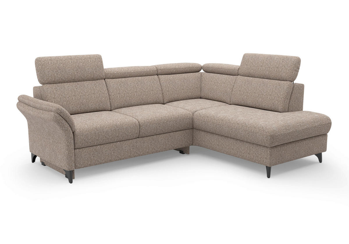 ECKSOFA GLENDALE E Cappuccino Chenille  - Schwarz/Cappuccino, KONVENTIONELL, Textil/Metall (247/193cm) - Sit & More