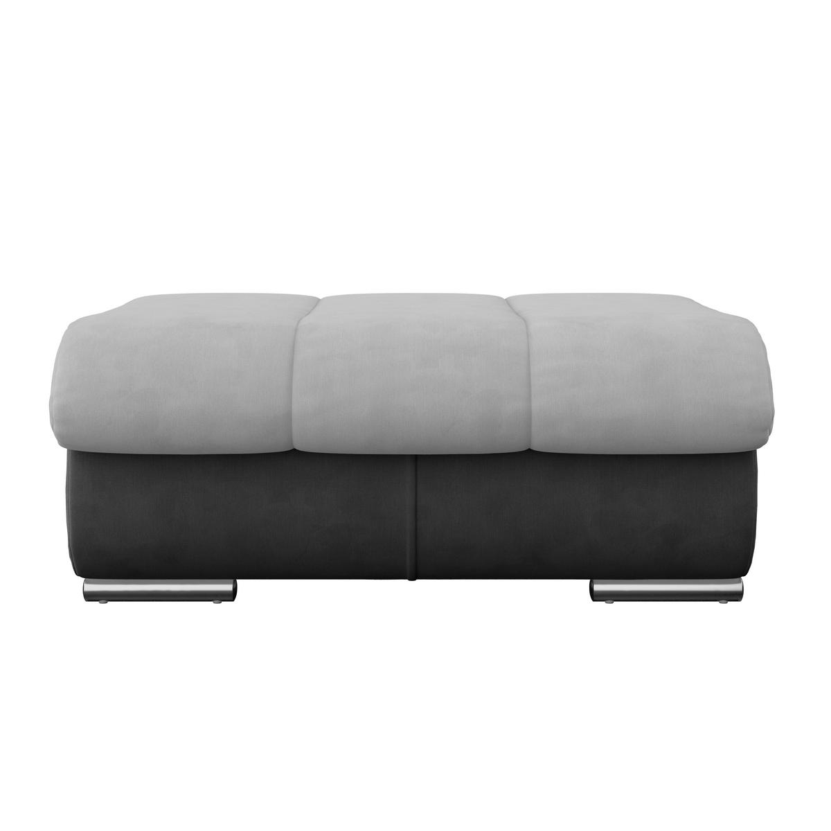 HOCKER Mikrofaser Hellgrau, Dunkelgrau, Grau  - Chromfarben/Dunkelgrau, MODERN, Textil/Metall (100/43/80cm) - MID.YOU