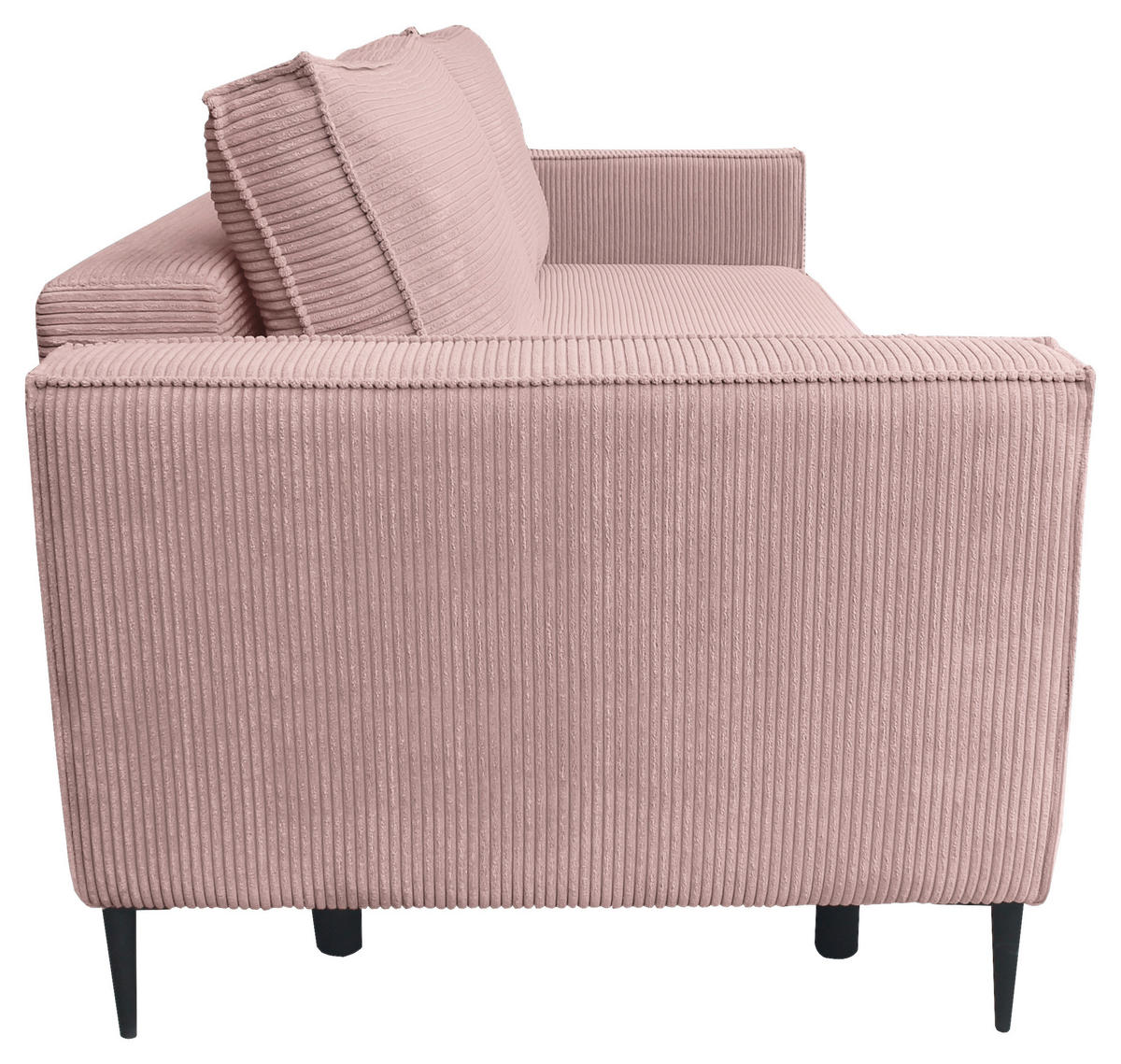 SCHLAFSOFA  mit Liegefunktion, Rücken echt, haustierfreundlicher Bezug Cord Rosa  - Schwarz/Rosa, KONVENTIONELL, Textil/Metall (222/93/98cm) - Carryhome