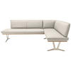ECKBANK 237/162 cm  in Creme  - Edelstahlfarben/Beige, Design, Leder/Holz (237/162cm) - Ambiente