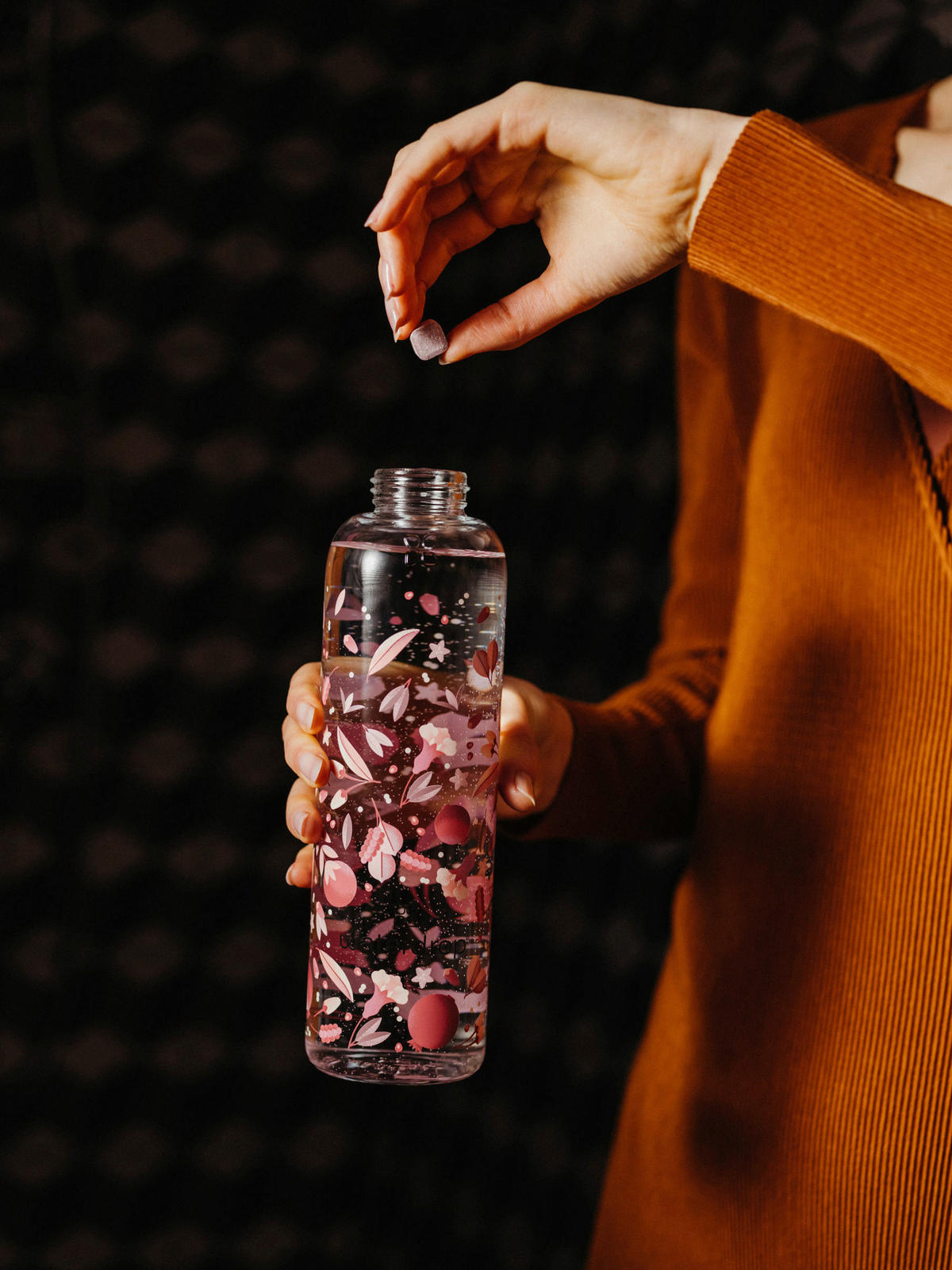 TRINKFLASCHE 0,6 l  - Rosa, Trend, Glas (600ml) - waterdrop