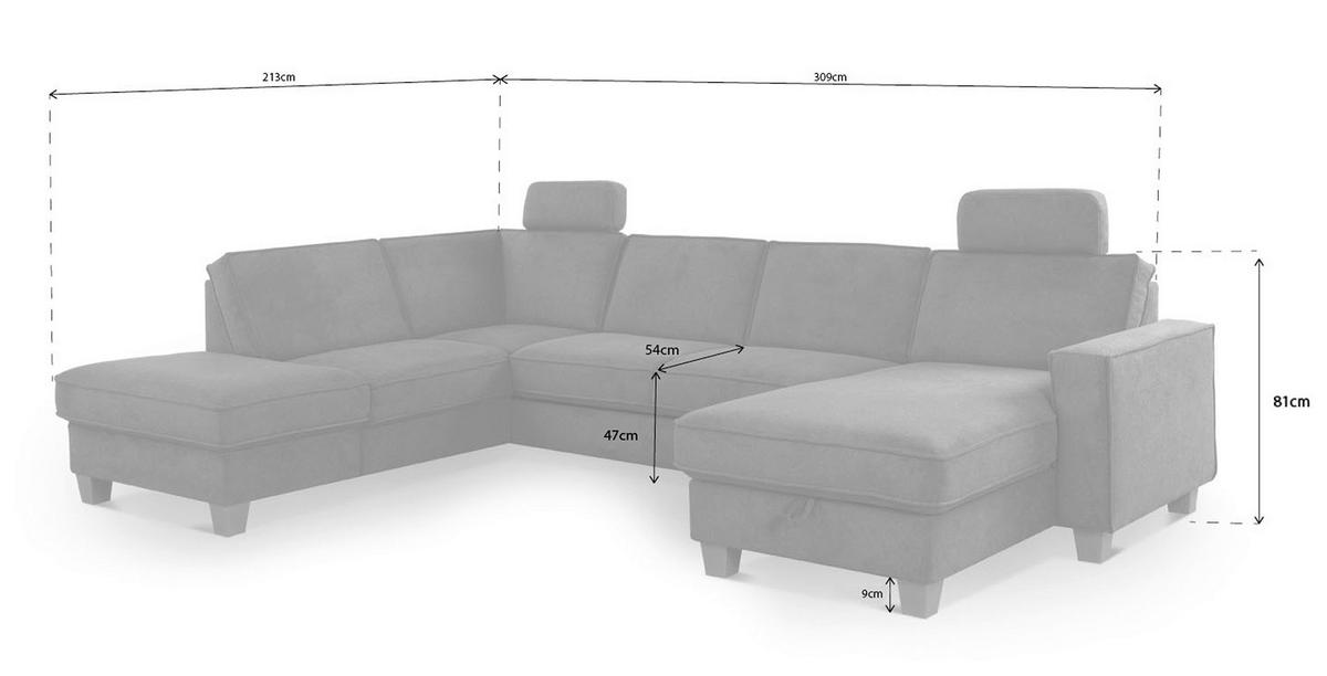 WOHNLANDSCHAFT in Flachgewebe Dunkelgrau  - Eichefarben/Dunkelgrau, Konventionell, Holz/Textil (213/309/161cm) - Sit & More