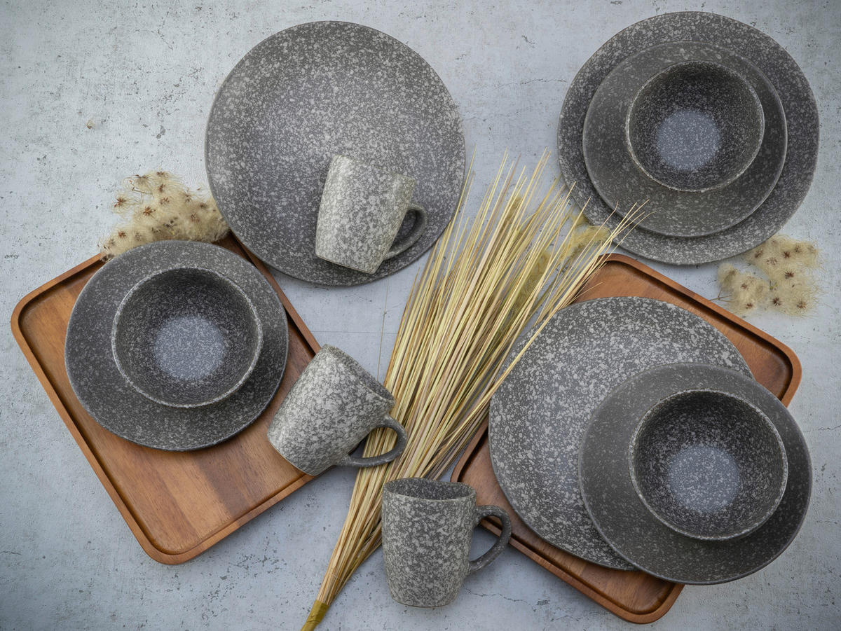 KOMBINOVANÁ SOUPRAVA, 16dílné, kamenina - šedá, Moderní, keramika (34/30/32cm) - Creatable