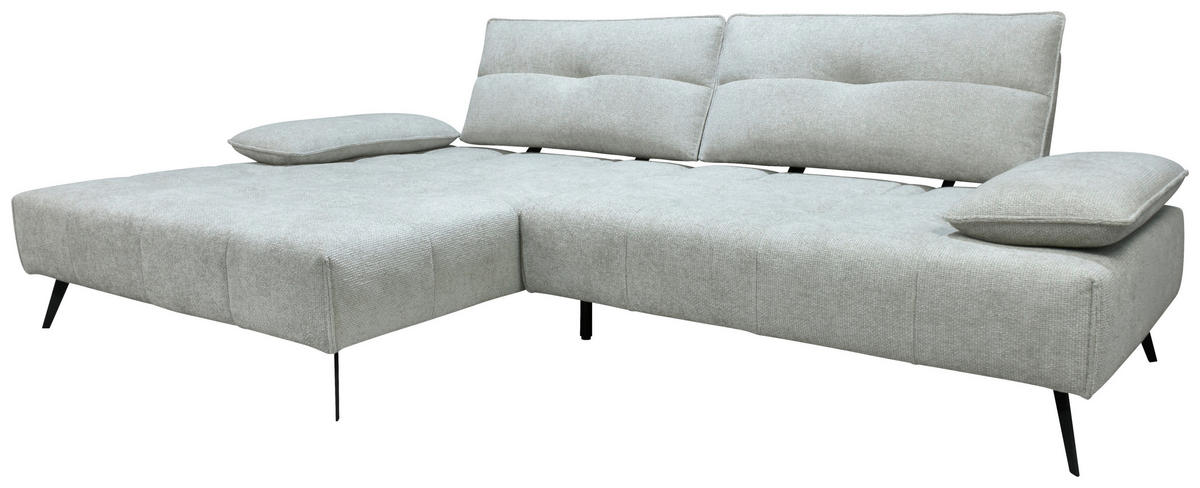 ECKSOFA Ottomane links  Greige Chenille  - Greige/Schwarz, Design, Textil/Metall (188/284cm) - Stylife