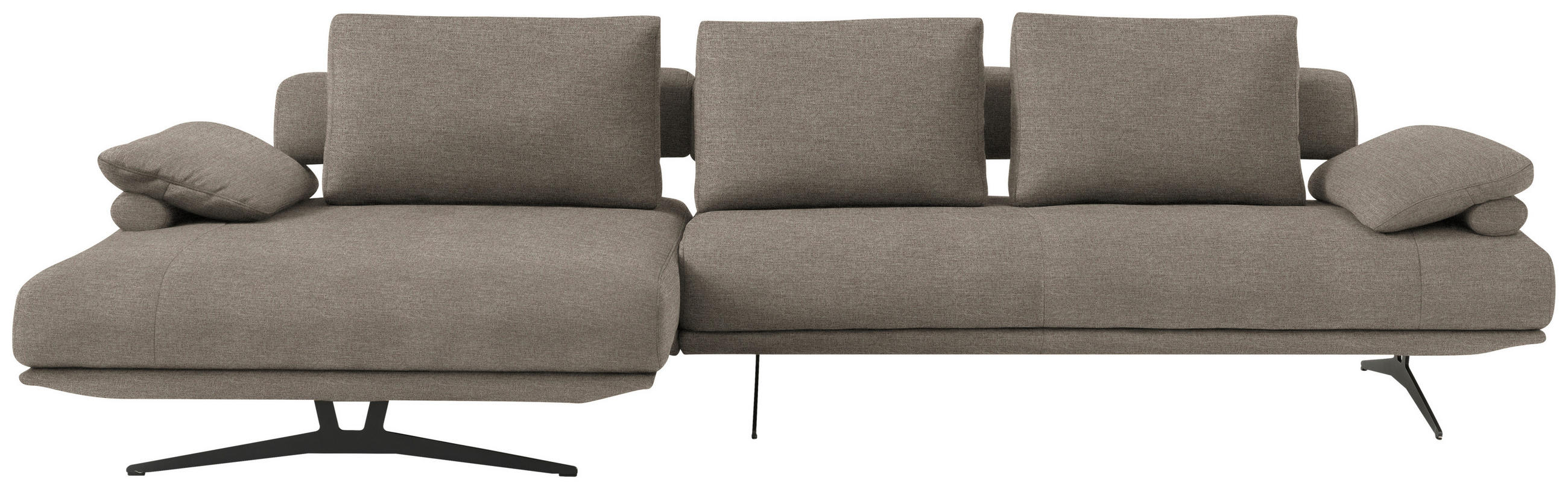 ECKSOFA in Chenille Graubraun  - Graubraun/Schwarz, Design, Textil/Metall (168/334cm) - Dieter Knoll