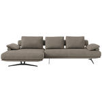 ECKSOFA in Chenille Graubraun  - Graubraun/Schwarz, Design, Textil/Metall (168/334cm) - Dieter Knoll