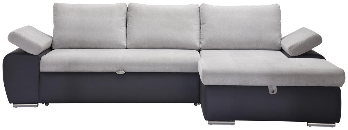 ECKSOFA Grau, Dunkelgrau Flachgewebe  - Dunkelgrau/Grau, Design, Kunststoff/Textil (271/175cm) - MID.YOU