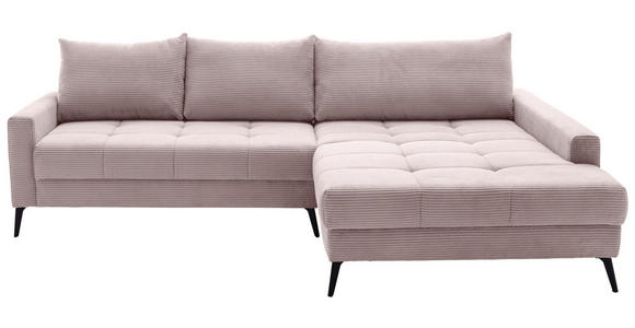 ECKSOFA  in Cord Rosa  280/173 cm  - Schwarz/Rosa, KONVENTIONELL, Textil/Metall (280/173cm) - Hom`in