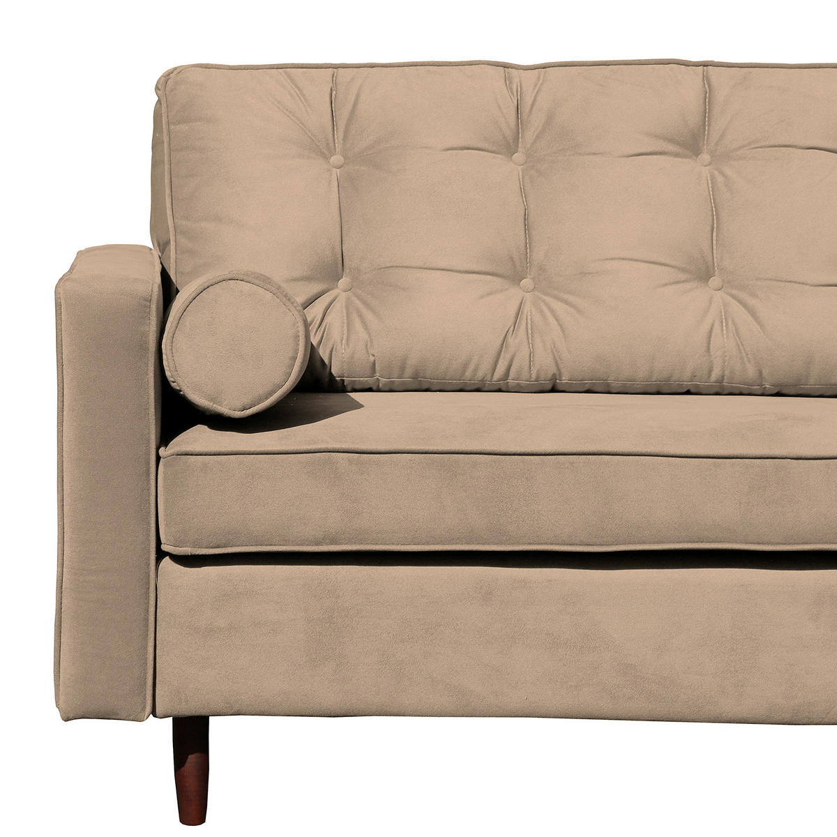 ECKSOFA VANCOUVER in Mikrofaser Hellbraun Zierkissen, Rückenkissen  240/169 cm  - Hellbraun/Braun, Design, Holz/Textil (240/169cm) - P & B