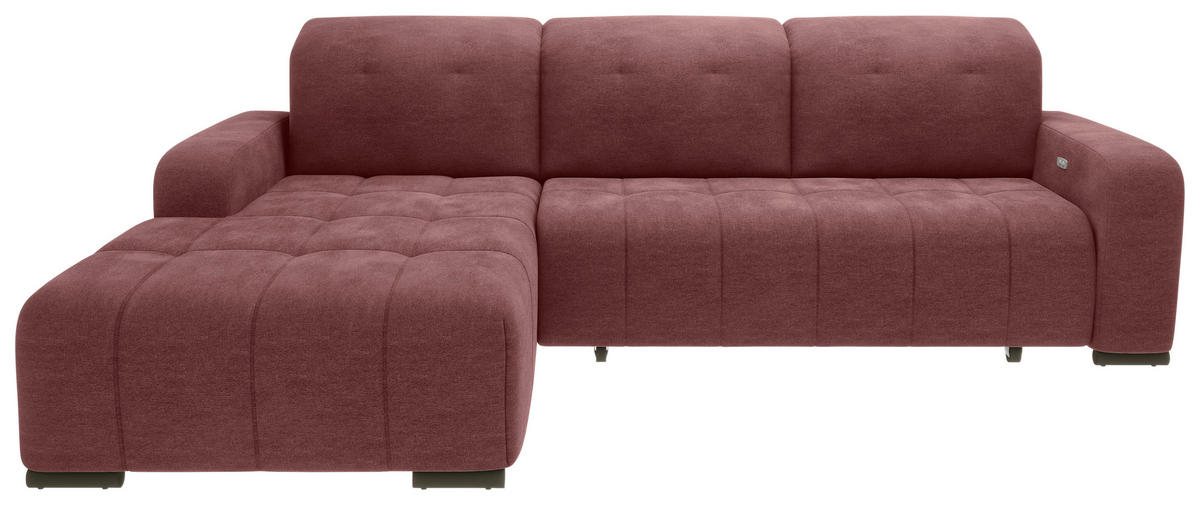 ECKSOFA VICARI Rosa Mikrofaser Kopfteilverstellung, Sitzvorzug  - Schwarz/Rosa, MODERN, Textil/Metall (185/292cm) - Livetastic
