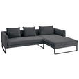 ECKSOFA in Feincord Anthrazit  - Anthrazit/Schwarz, KONVENTIONELL, Textil/Metall (284/178cm) - Hom`in