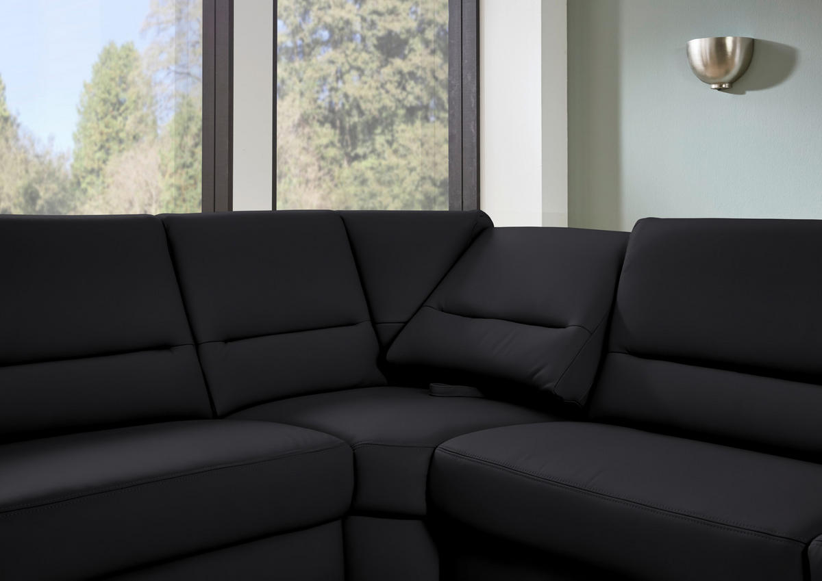 ECKSOFA  in Echtleder Schwarz  249/290 cm  - Schwarz, KONVENTIONELL, Leder/Metall (249/290cm) - Beldomo Premium