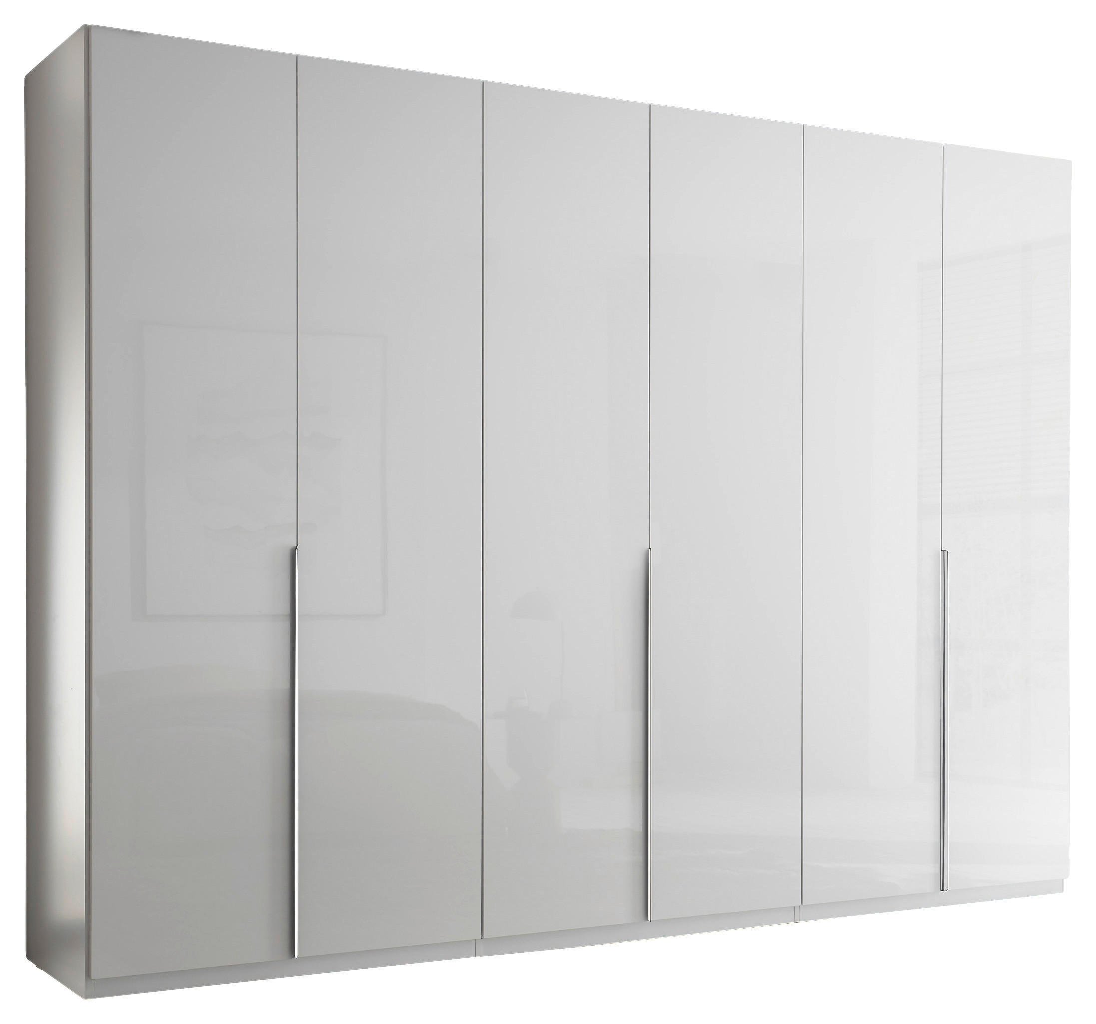 DREHTÜRENSCHRANK 302/225/58 cm,  in Weiß, Weiß Hochglanz, 6-türig  - Chromfarben/Weiß Hochglanz, Design, Holzwerkstoff/Metall (302/225/58cm) - Xora