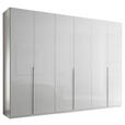 DREHTÜRENSCHRANK 302/225/58 cm,  in Weiß, Weiß Hochglanz, 6-türig  - Chromfarben/Weiß Hochglanz, Design, Holzwerkstoff/Metall (302/225/58cm) - Xora