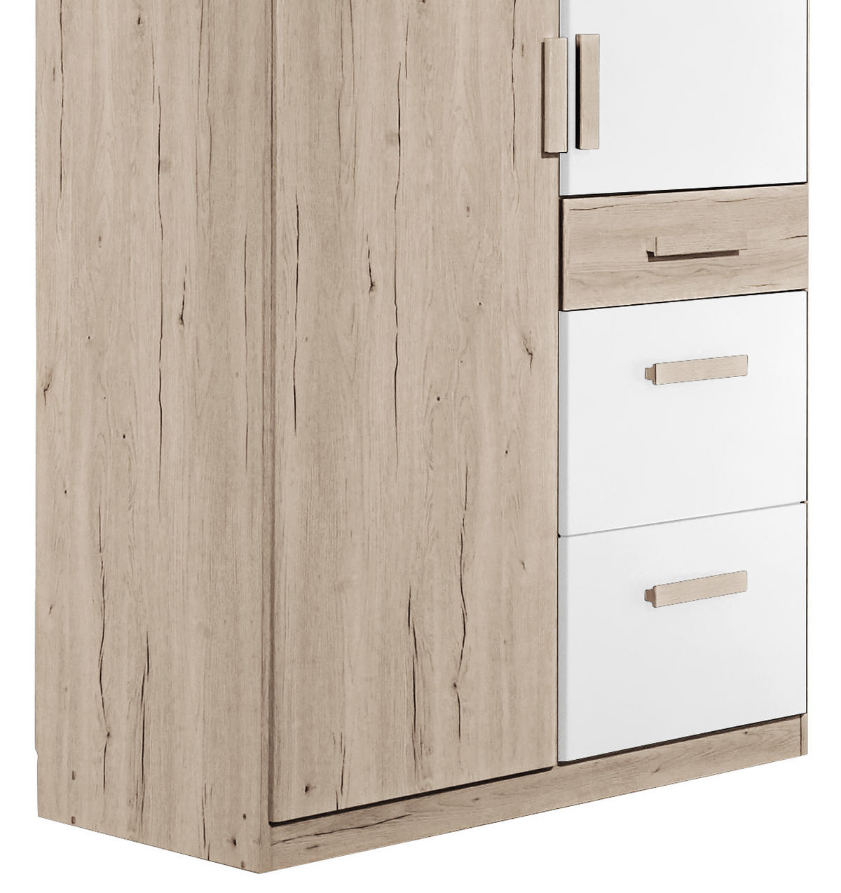 DREHTÜRENSCHRANK 2-türig Weiß, Eichefarben  - Eichefarben/Weiß, Design, Holzwerkstoff/Kunststoff (90/199/58cm) - MID.YOU