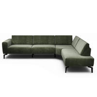 ECKSOFA in Samt Waldgrün  296/213 cm  - Waldgrün/Schwarz, Design, Textil/Metall (296/213cm) - SENSOO