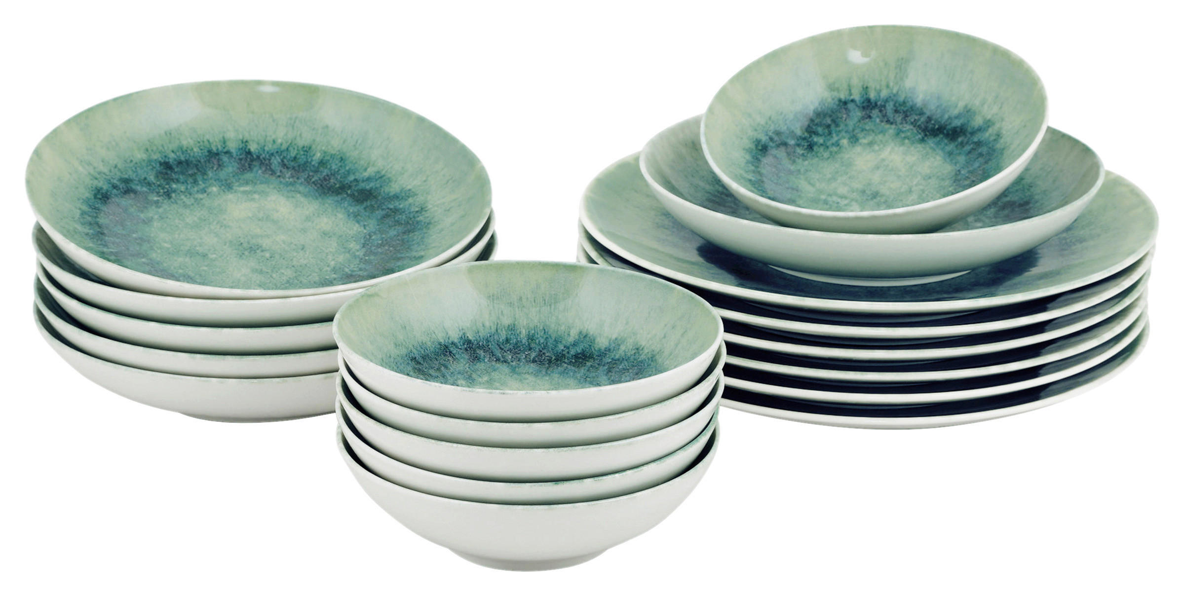 KOMBISERVICE Blau, Mintgrau 18-teilig 6 Personen  - Mintgrau/Blau, Basics, Keramik - P & B