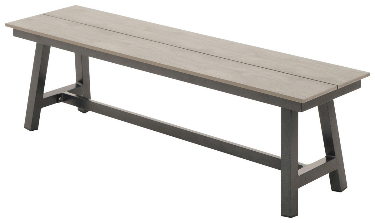 GARTENBANK 140/42/36,5 cm  in Hellgrau, Dunkelgrau  - Dunkelgrau/Hellgrau, Design, Kunststoff/Metall (140/42/36,5cm) - Amatio