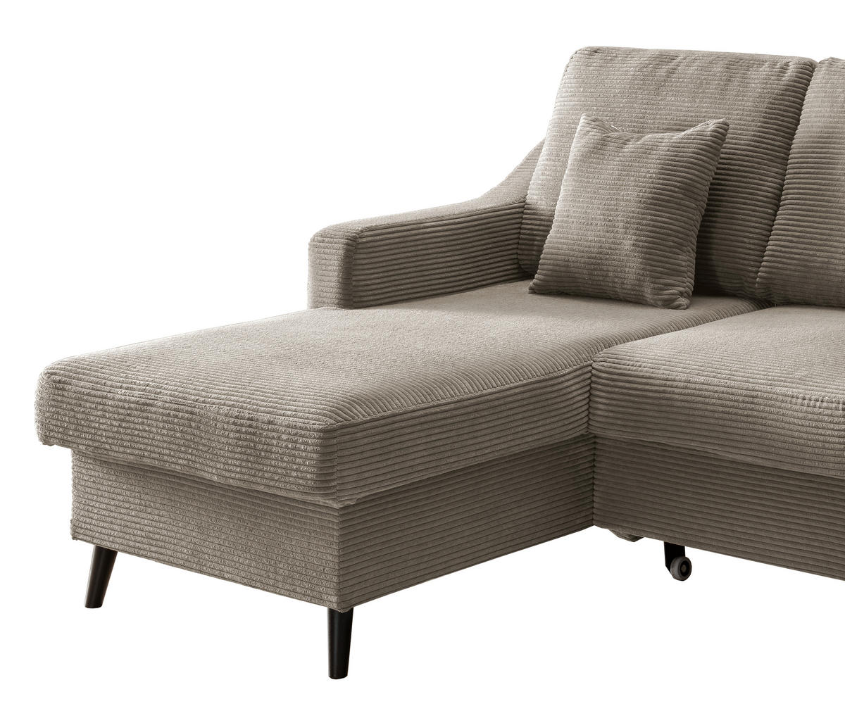ECKSOFA Graubraun Cord  - Graubraun/Schwarz, Design, Holz/Textil (150/228cm) - P & B