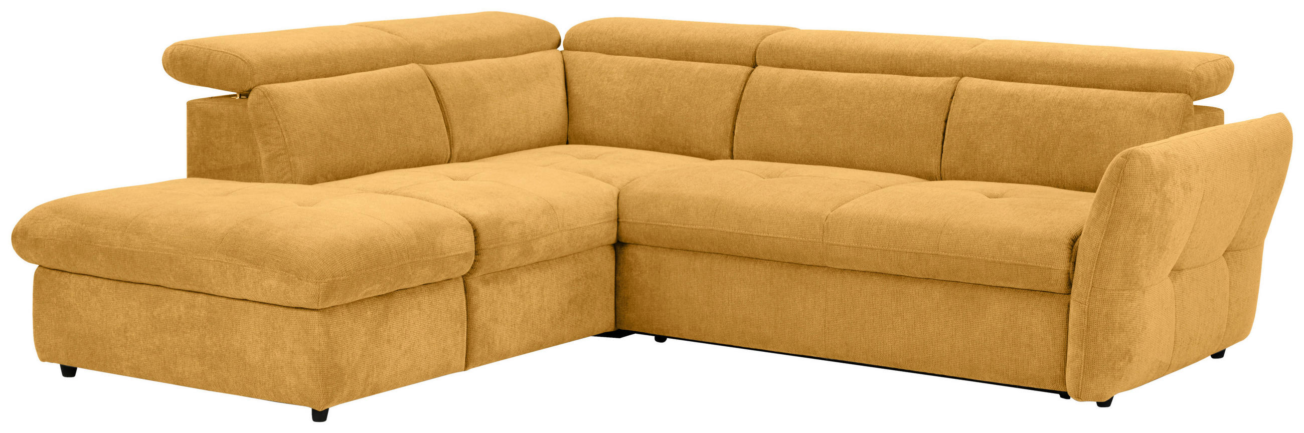 ECKSOFA in Mikrofaser Senfgelb  - Senfgelb/Schwarz, Design, Kunststoff/Textil (224/254cm) - Livetastic