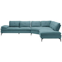 ECKSOFA in Flachgewebe Hellblau  344/271 cm  - Schwarz/Hellblau, Design, Textil/Metall (344/271cm) - Chilliano