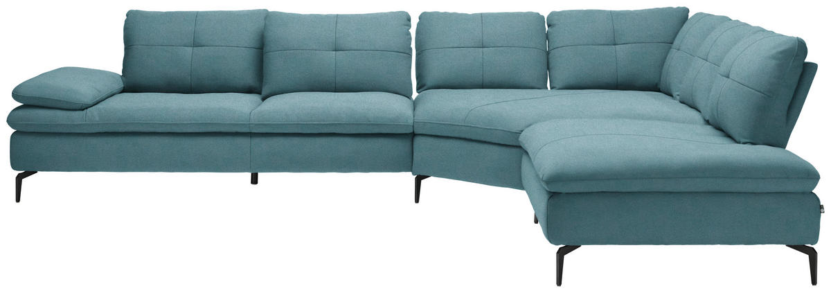 ECKSOFA in Flachgewebe Hellblau  344/271 cm  - Schwarz/Hellblau, Design, Textil/Metall (344/271cm) - Chilliano