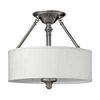 DECKENLEUCHTE  40.6/38.1 cm    - Nickelfarben, Lifestyle, Glas/Textil (40.6/38.1cm) - Elstead Lighting