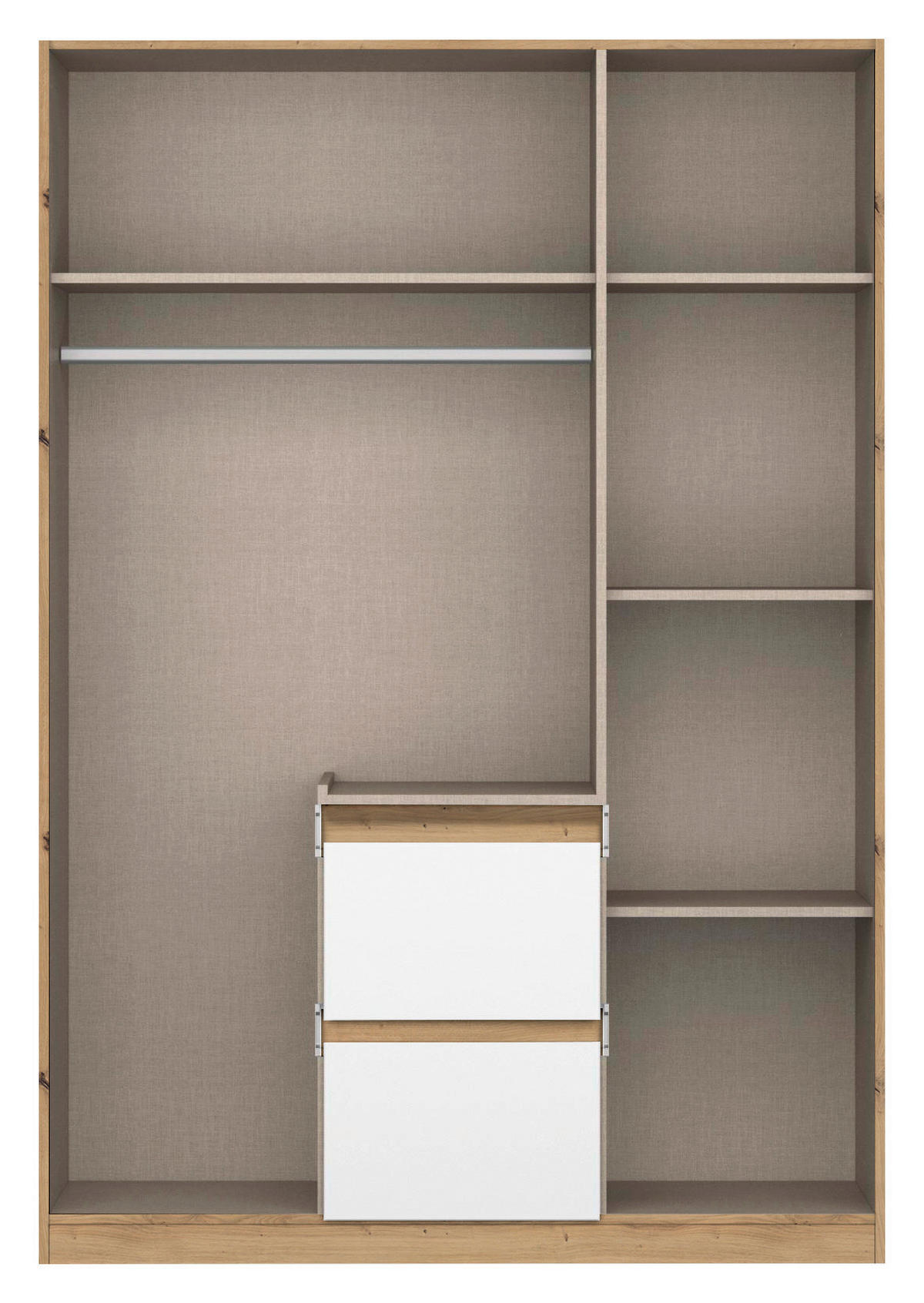 DREHTÜRENSCHRANK in Weiss, Eiche Artisan  - Weiss/Eiche Artisan, Basics, Holzwerkstoff (136/197/54cm) - Rauch Möbel