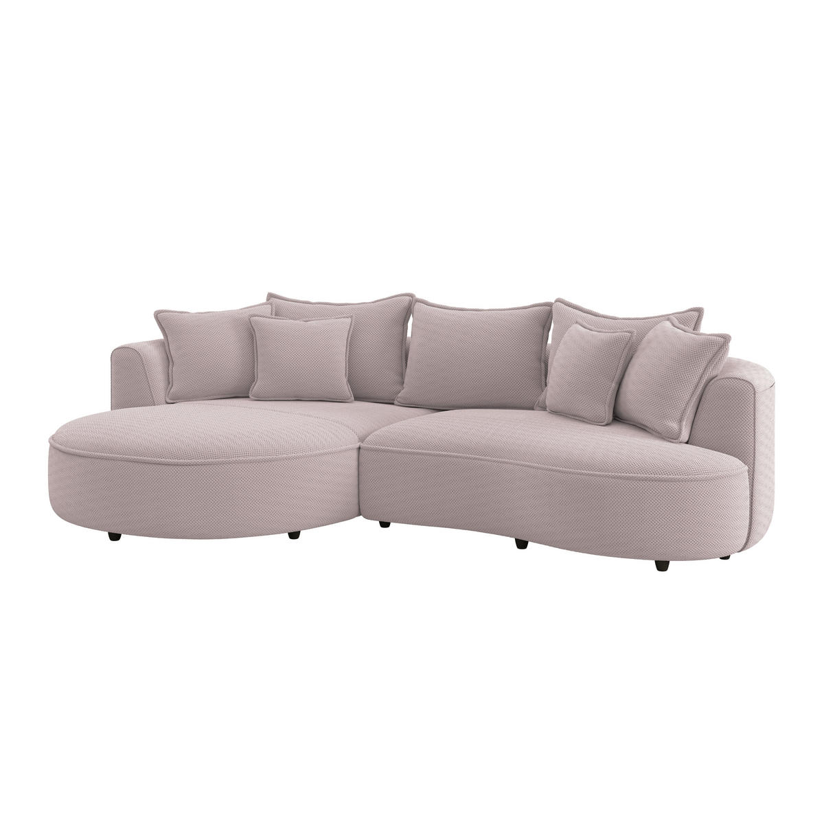 ECKSOFA in Velours, Struktur Hellrosa  - Hellrosa/Schwarz, Modern, Kunststoff/Textil (168/287cm) - Livetastic
